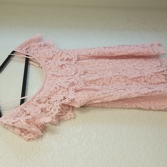 Lace dusty rose pink off shoulder top lined xl - Picture 2 of 3